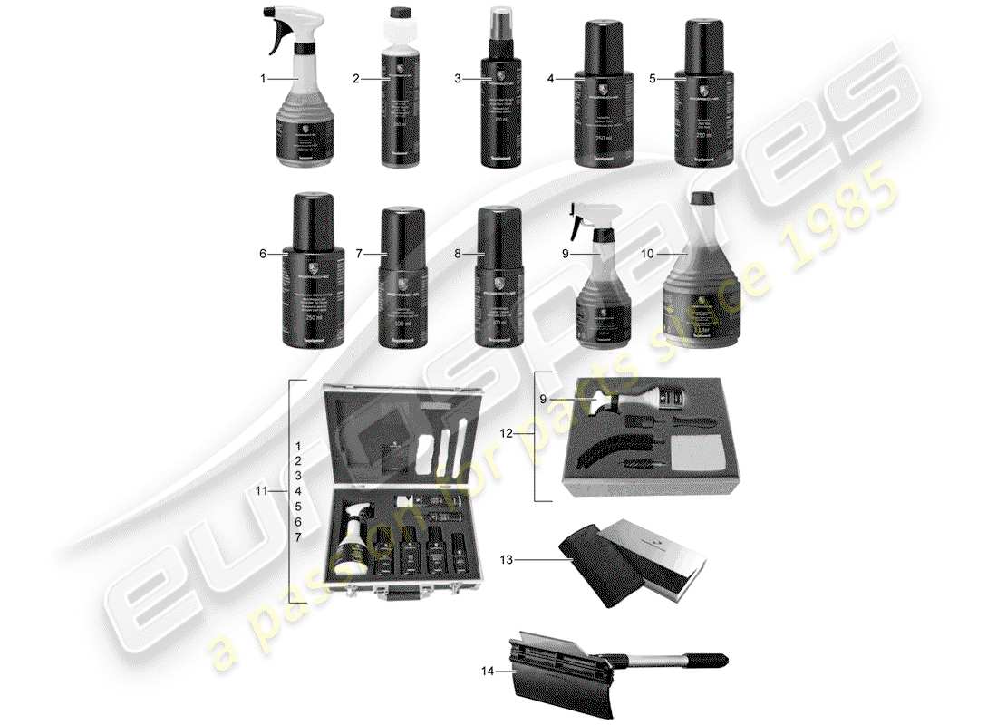 porsche 2011 (tequipment) agent de nettoyage schéma des pièces
