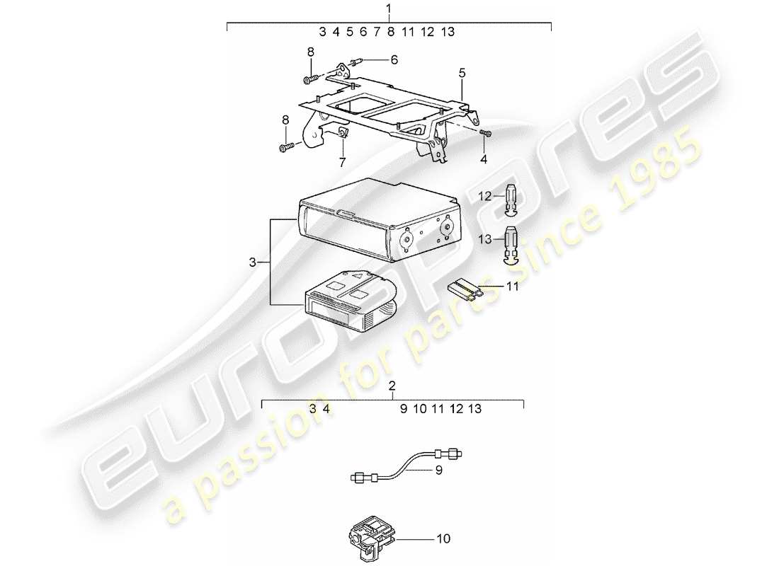 porsche 2011 (tequipment cayenne) schéma des pièces du changeur de cd