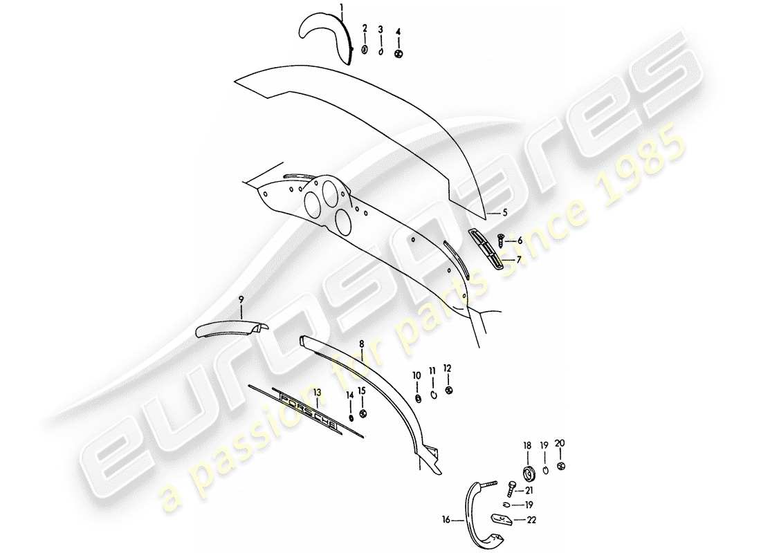 porsche 1964 (356b/356c) tableau de bord - accessoires schéma des pièces