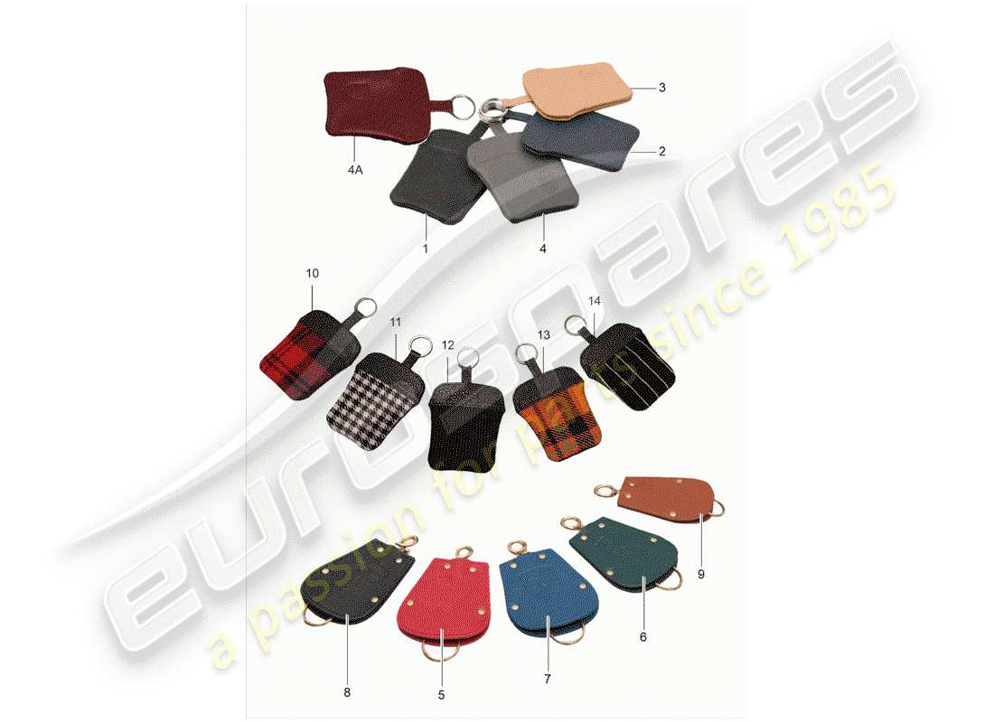 porsche 1995 (accessories) schluessel-etui - cuir schéma des pièces