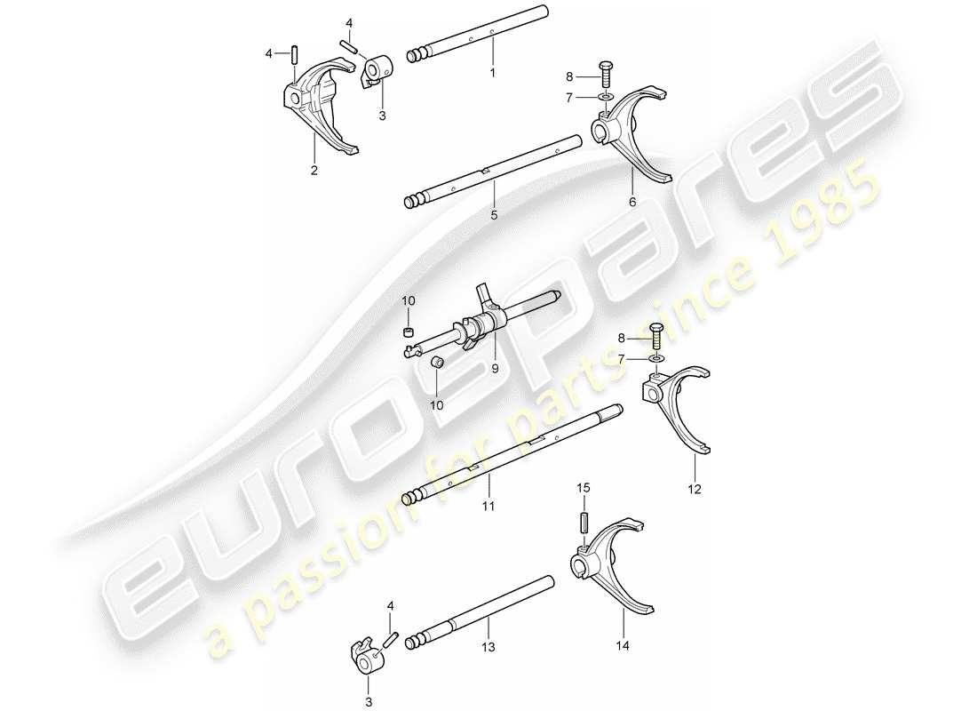 porsche 2008 (997-1 gt3) arbre sélecteur schéma des pièces