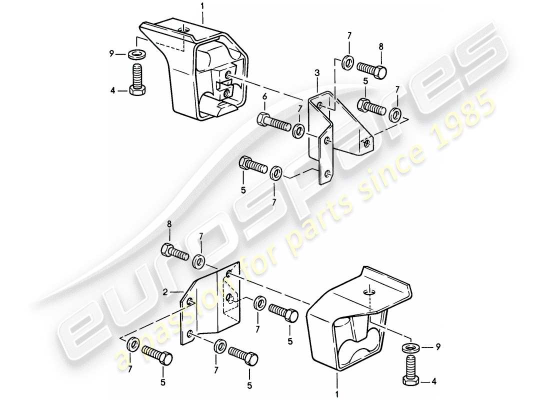 porsche 1988 (924s) suspension de transmission - boite de vitesses manuelle schéma des pièces