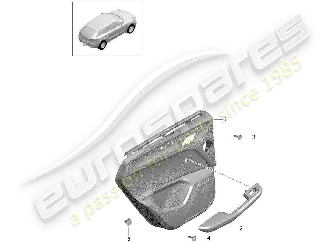 porsche 2015 (macan) panneau de porte schéma des pièces