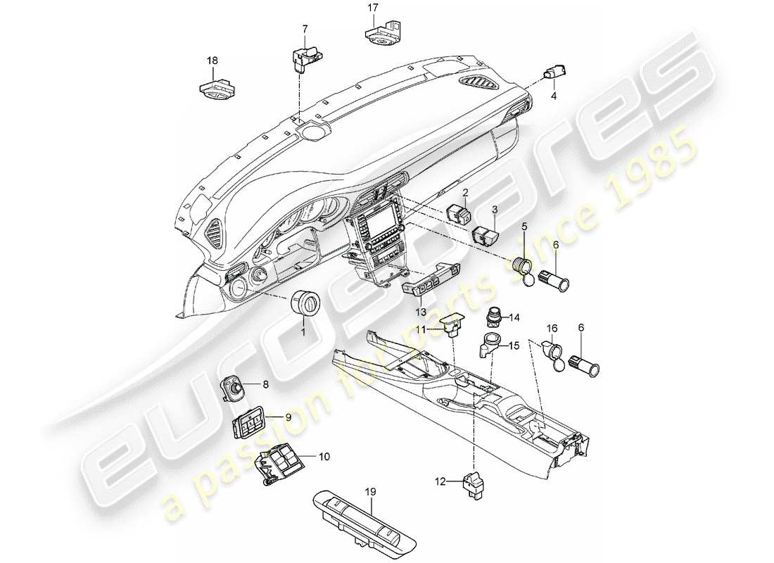 porsche 2005 (997-1) schéma des pièces du commutateur