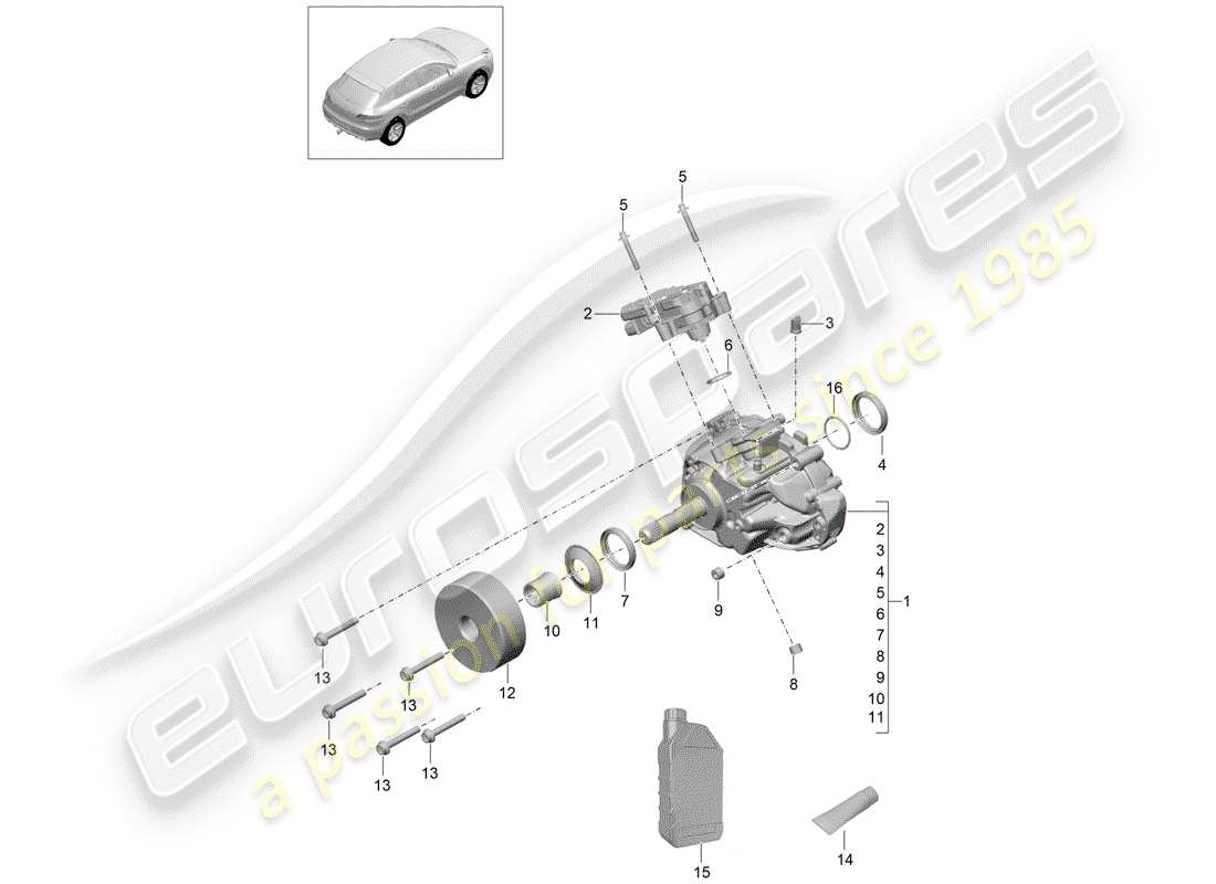 porsche 2015 (macan) boîte de transfert schéma des pièces