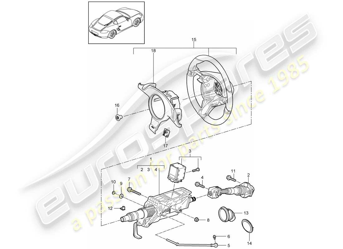 porsche 2012 (987 cayman) tuyau de protection de direction schéma des pièces