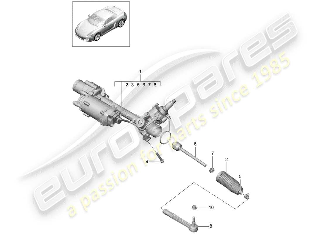 porsche 2015 (981 boxster) l'appareil à gouverner schéma des pièces