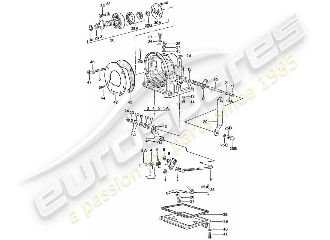 porsche 1988 (944) carter de transmission - transmission automatique schéma des pièces