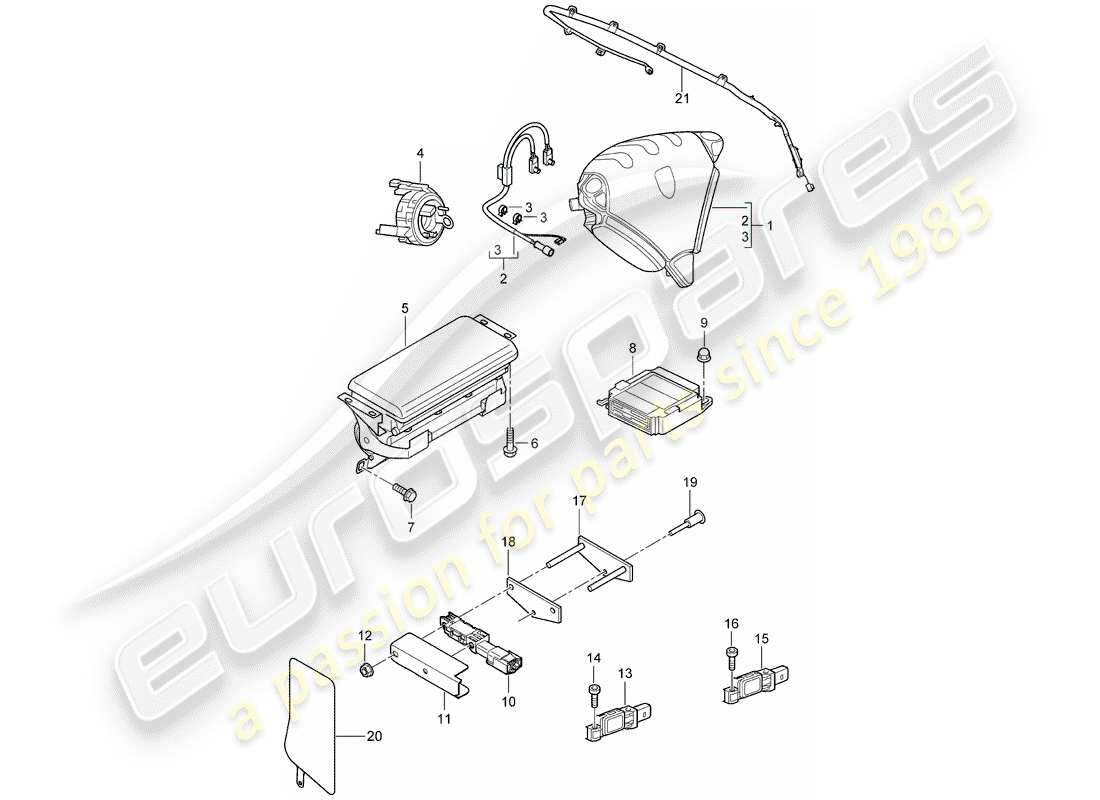 porsche 2010 (cayenne e1 9pa) schéma des pièces de l'airbag