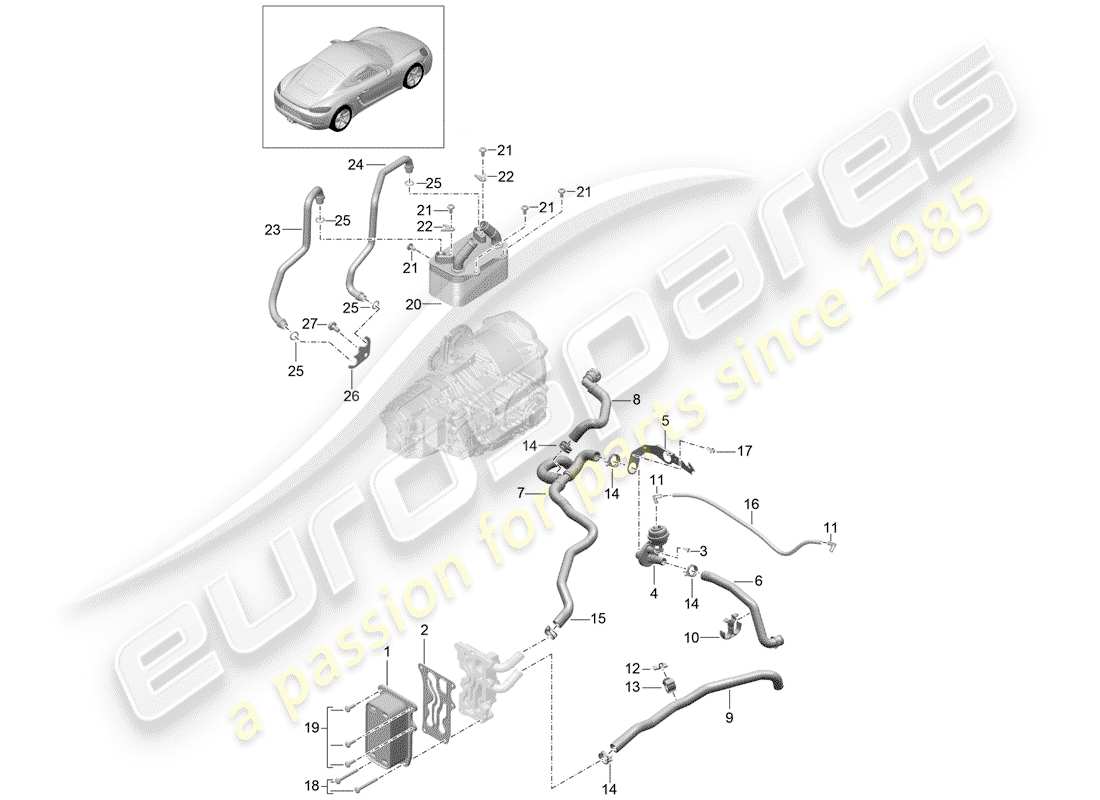 porsche 2017 (718 cayman) -pdk- schéma des pièces