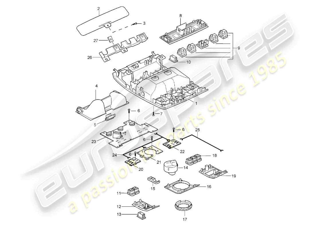 porsche 2006 (cayenne e1 9pa) toit de la console schéma des pièces