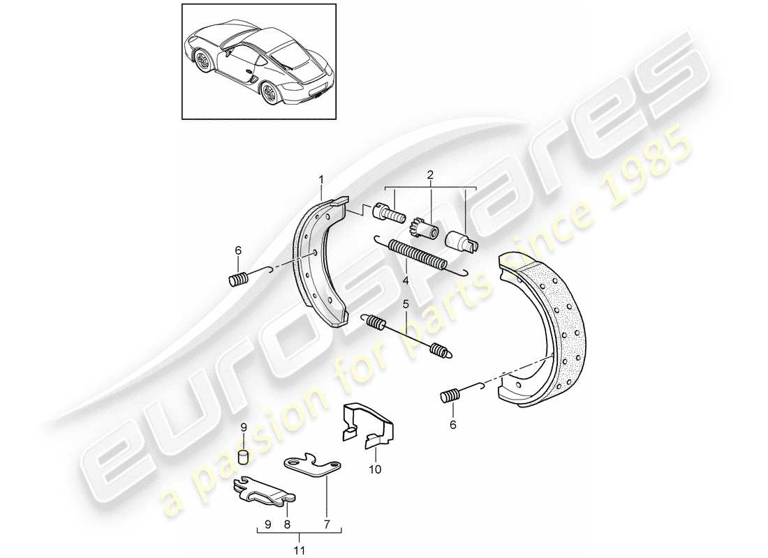 porsche 2012 (987 cayman) frein à main schéma des pièces