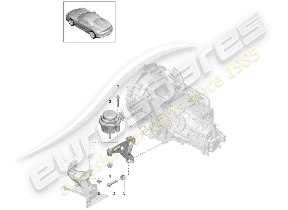 porsche 2016 (981 boxster spyder) suspension de transmission schéma des pièces