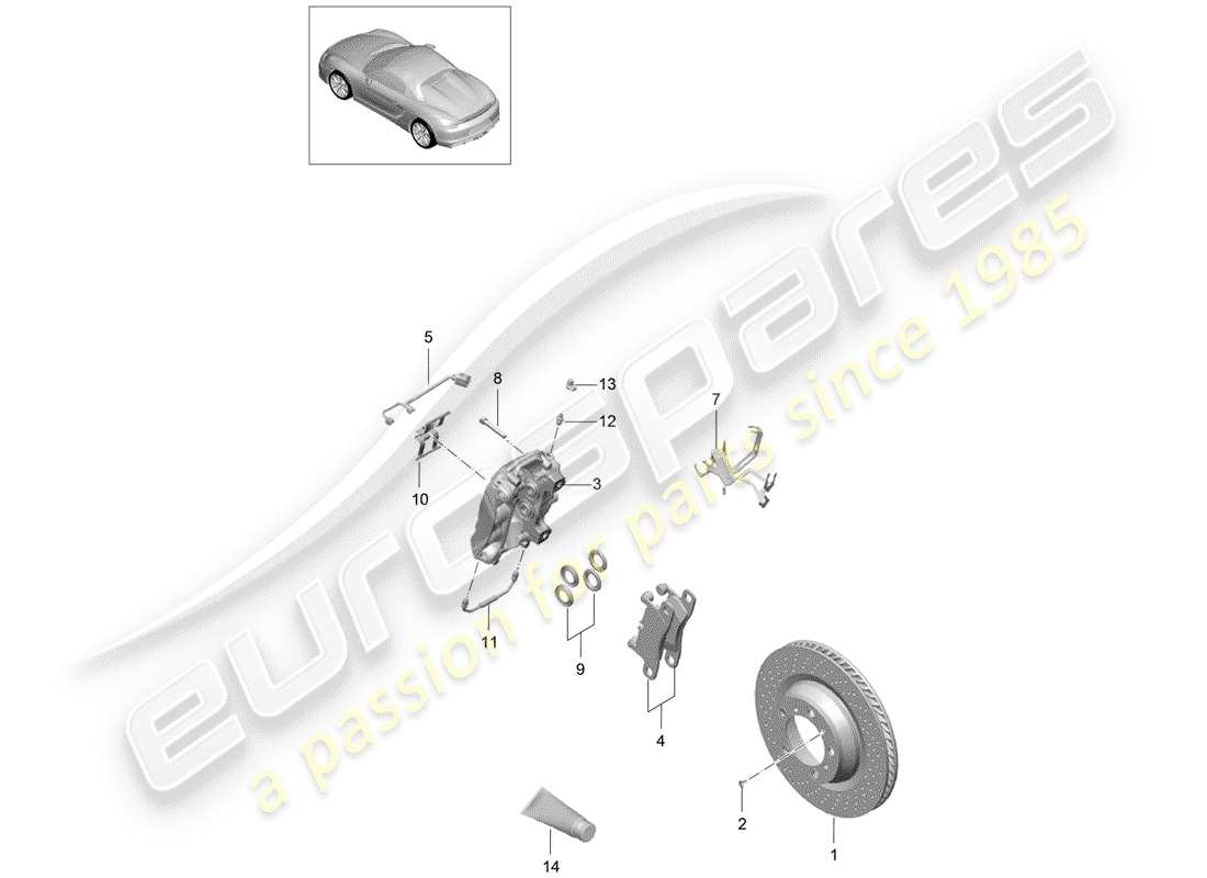 porsche 2016 (981 boxster spyder) freins à disque schéma des pièces