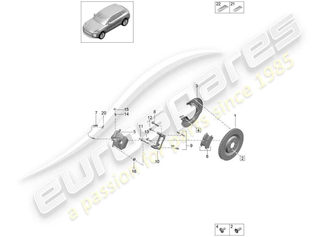 porsche 2019 (macan) freins à disque schéma des pièces