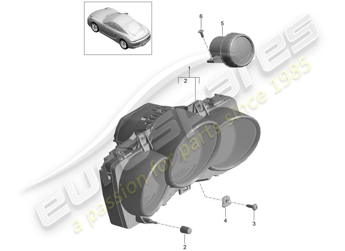 porsche 2016 (981 cayman) schéma des pièces des instruments
