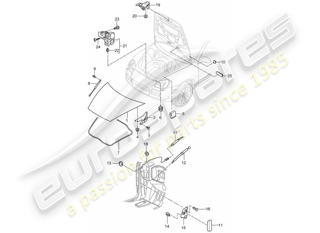 porsche 2010 (cayenne e1 9pa) couverture diagramme de pièce