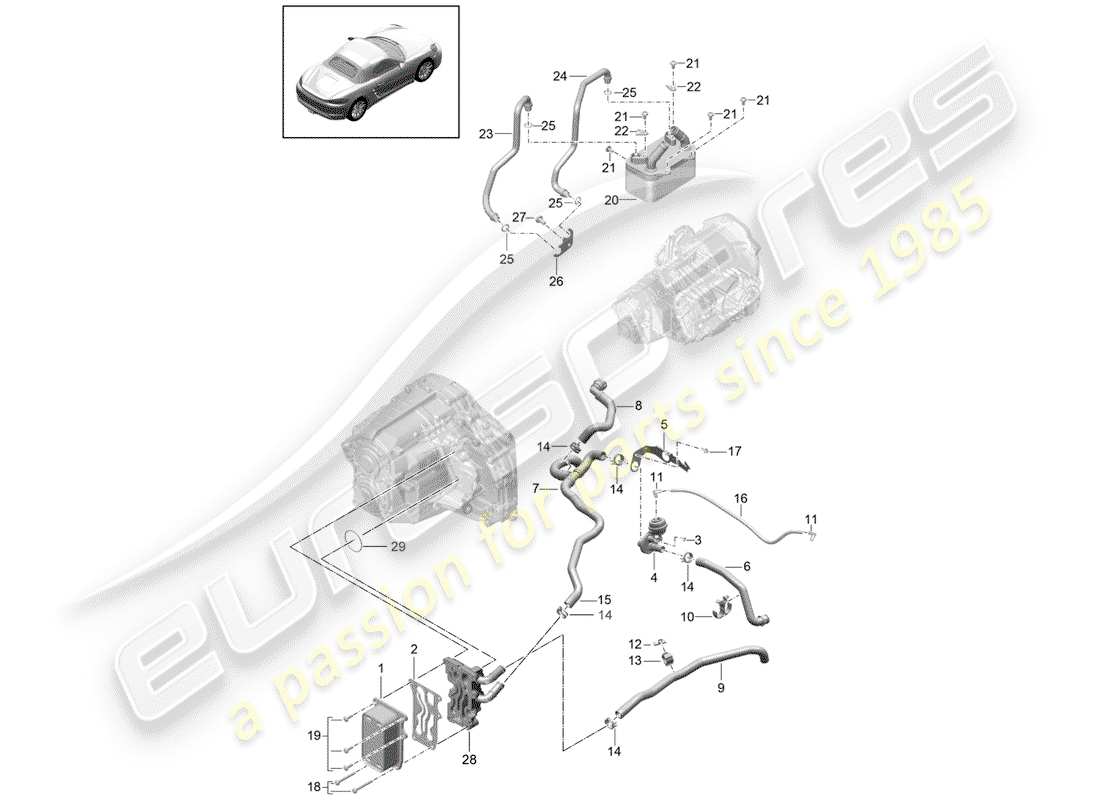 porsche 2020 (718 boxster) -pdk-diagramme des pièces