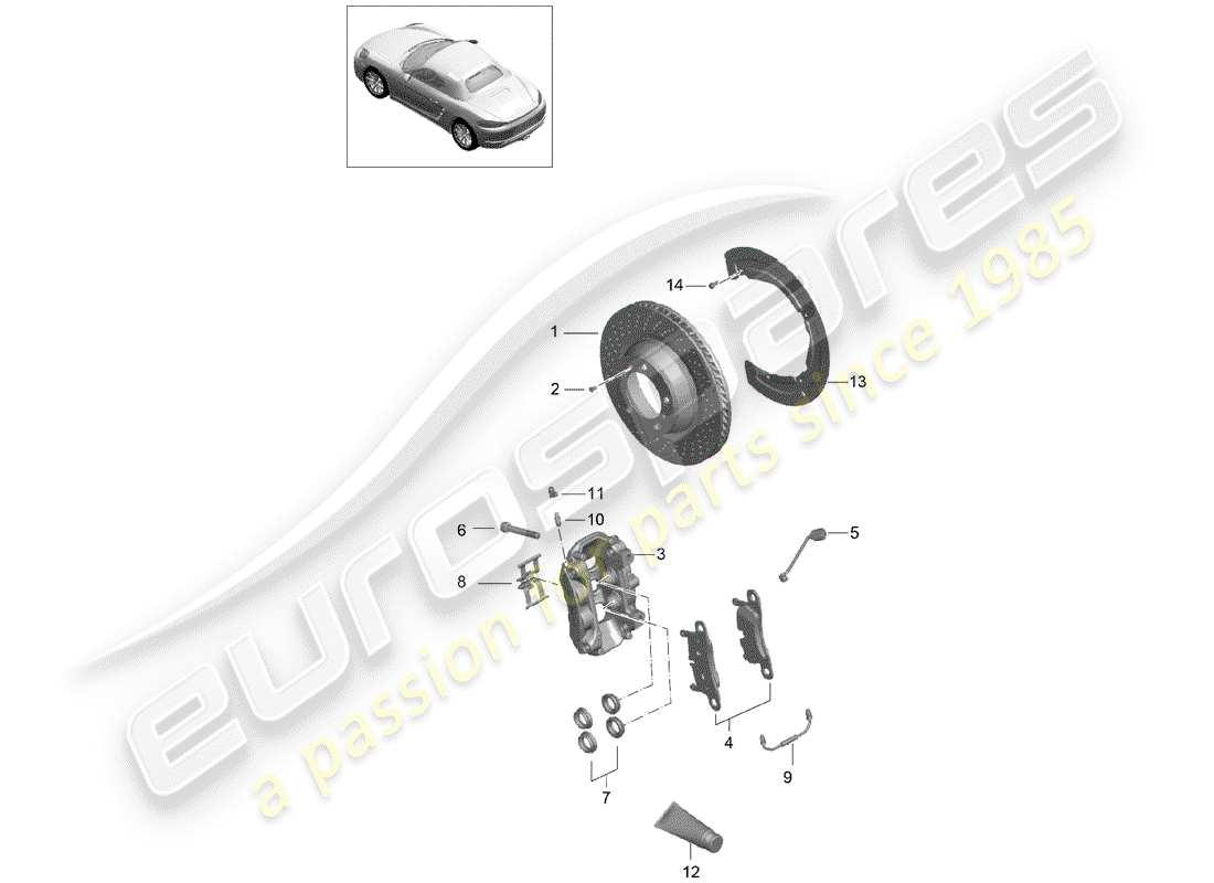 porsche 2020 (718 boxster) freins à disque schéma des pièces