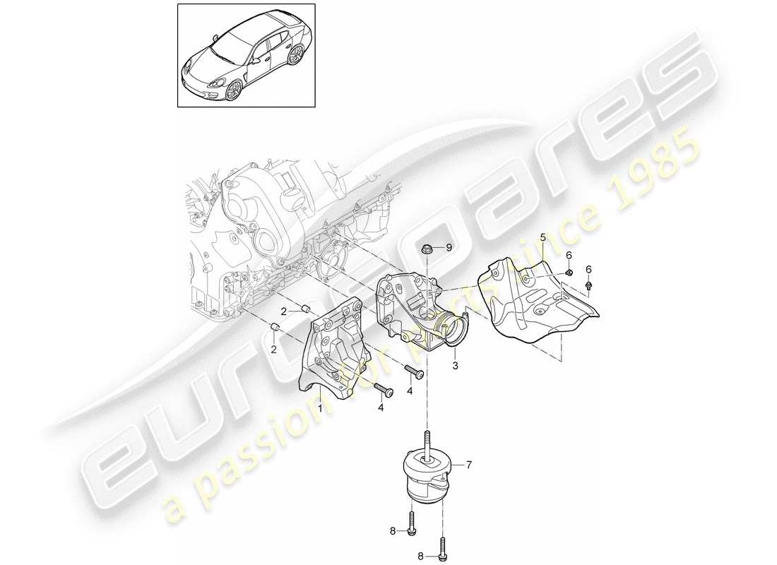 porsche 2010 (panamera 970) suspension moteur schéma des pièces