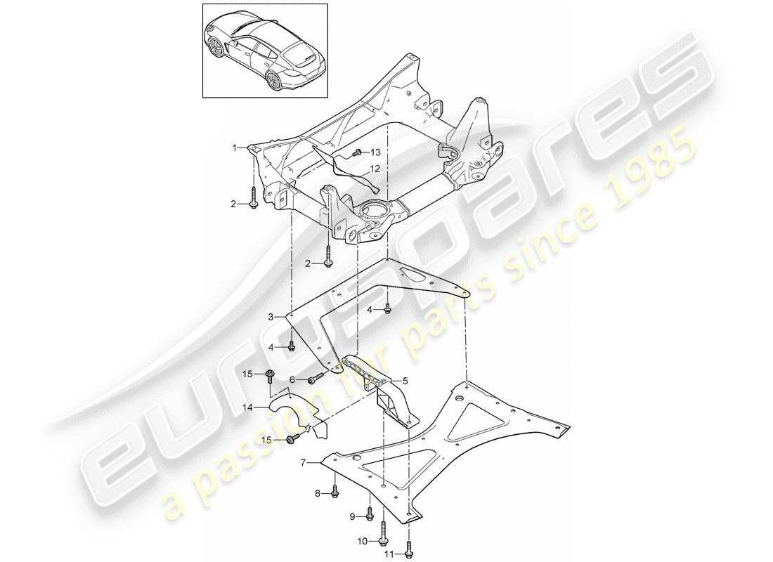 porsche 2010 (panamera 970) sous-cadre schéma des pièces