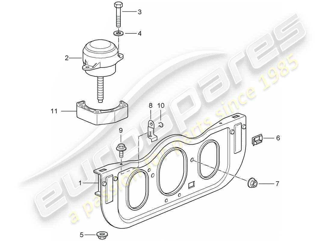 porsche 2002 (996 gt3) suspension du moteur schéma des pièces