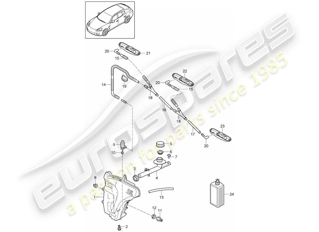 porsche 2015 (panamera 970) unité de lave- rondelle schéma des pièces
