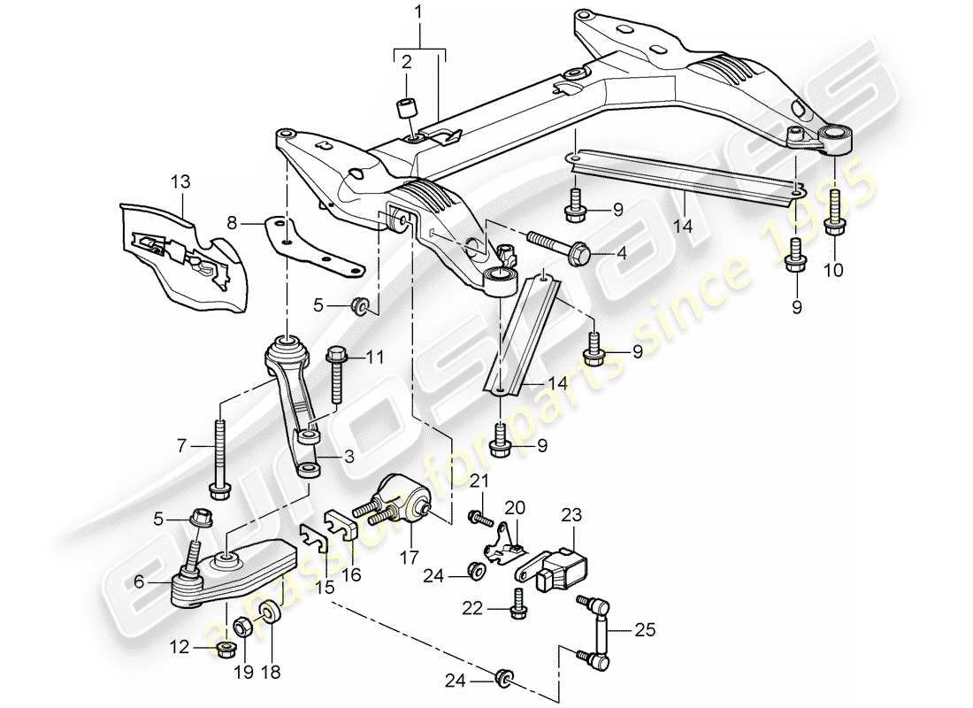 porsche 2003 (996 gt3) traverse - bras de commande de voie schéma des pièces