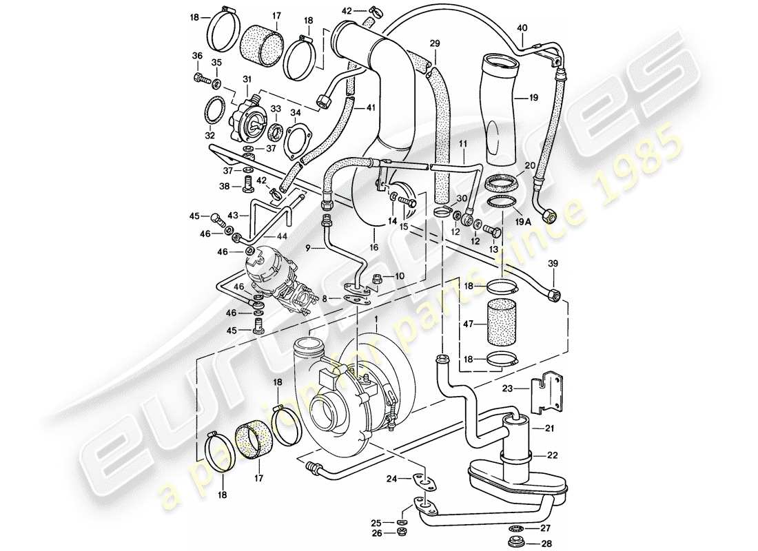 porsche 1987 (911) turbochargement schéma des pièces