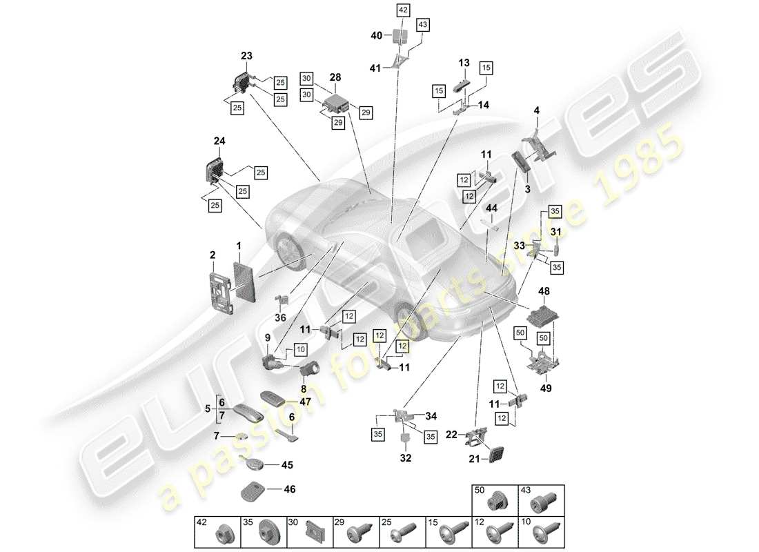 porsche 2020 (panamera 971-1) unités de contrôle schéma des pièces