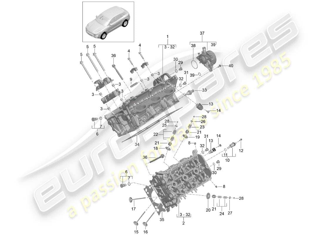 porsche 2015 (macan) culasse schéma des pièces