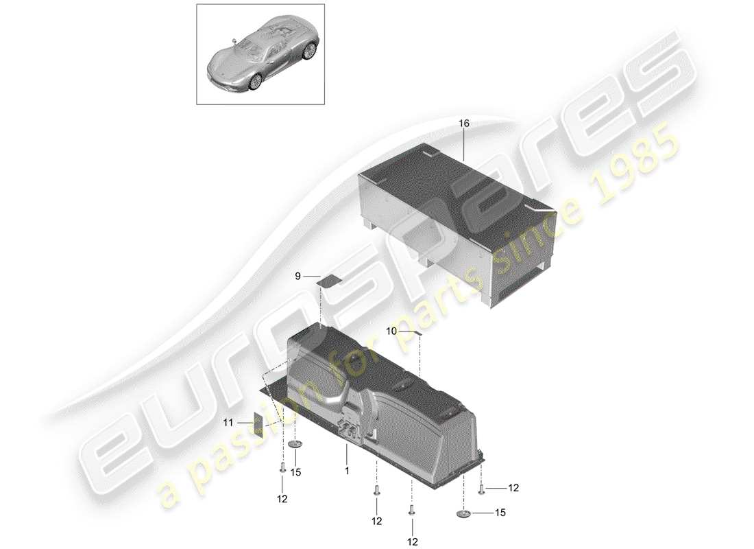 porsche 918 spyder (2015) batterie schéma des pièces