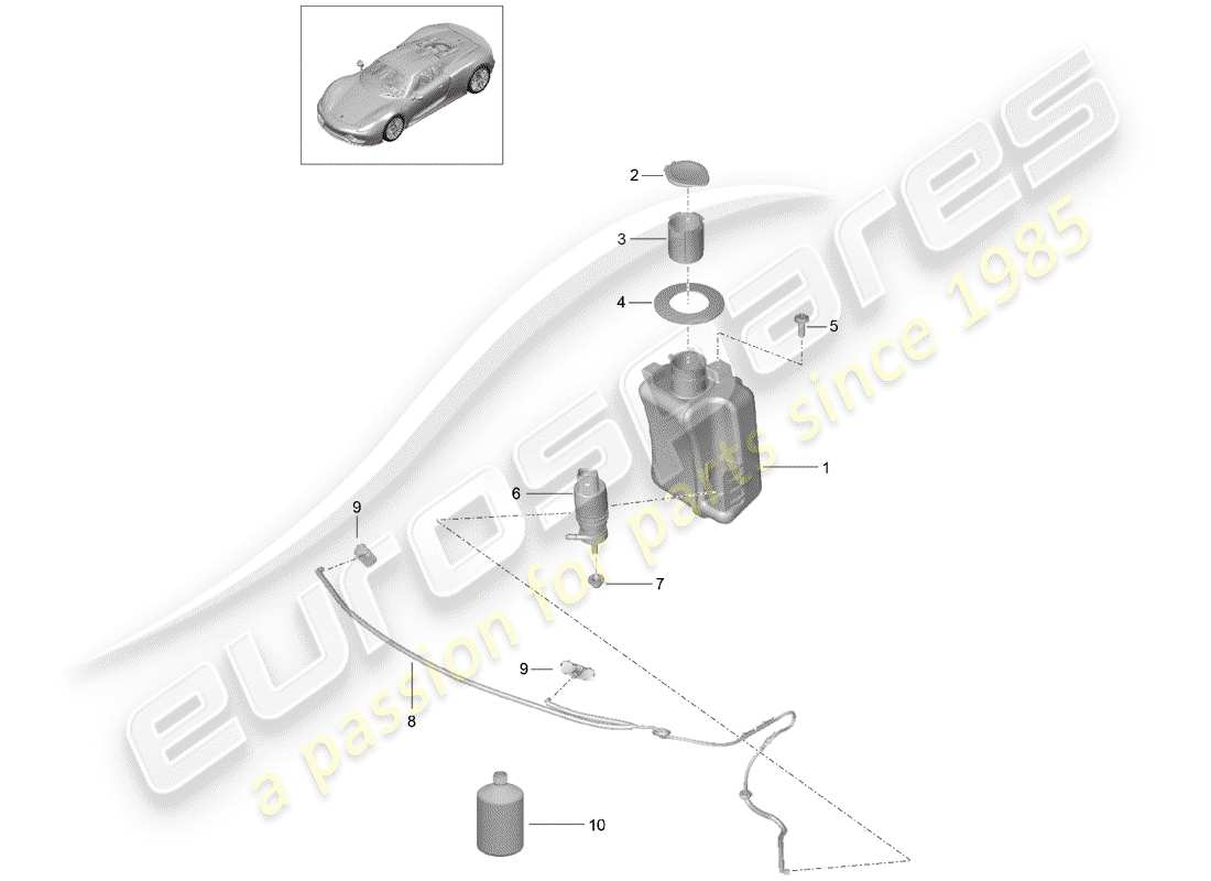 porsche 918 spyder (2015) unité de lave- rondelle schéma des pièces
