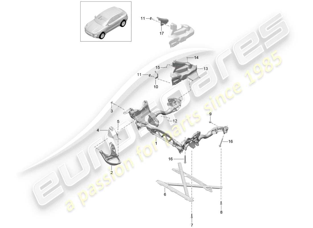 porsche 2016 (macan) sous-cadre schéma des pièces