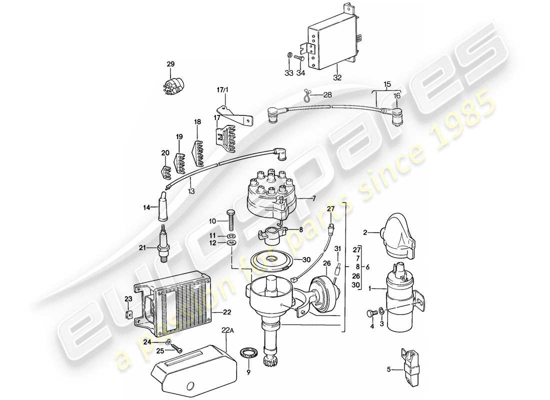porsche 1984 (928) électrique moteur - k-jetronic - l-jetronic schéma des pièces