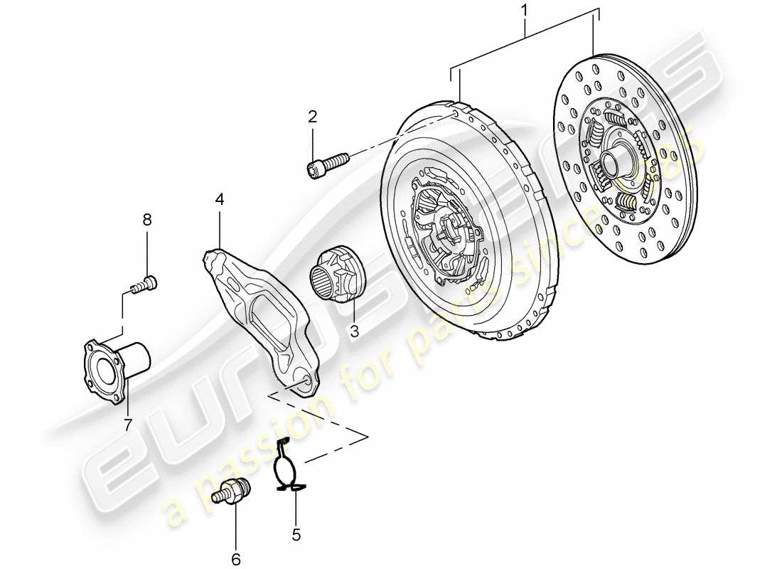 porsche 2010 (cayenne e1 9pa) schéma des pièces d'embrayage