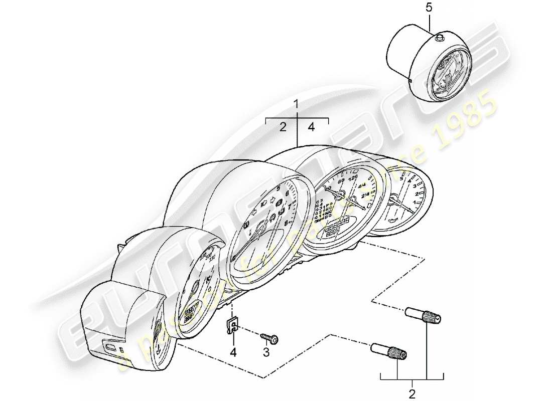 porsche 2005 (997-1) instruments schéma des pièces