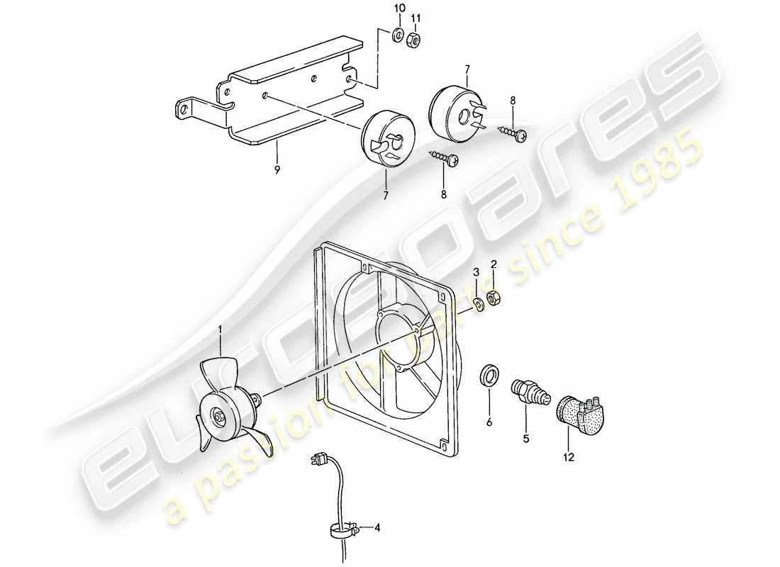 porsche 1990 (944) ventilateur électrique schéma des pièces