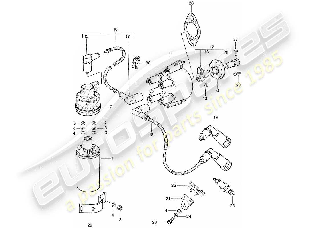porsche 1990 (944) électrique du moteur 1 schéma des pièces