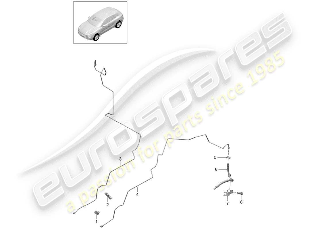 porsche 2018 (macan) conduite de frein schéma des pièces