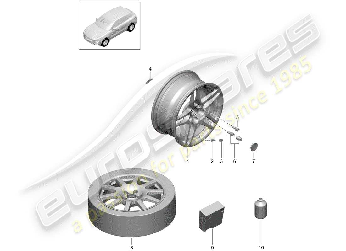 porsche 2016 (macan) roues/pneus schéma des pièces