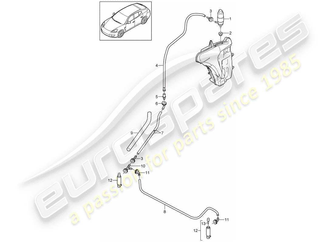 porsche 2013 (panamera 970) système de lave- rondelle schéma des pièces