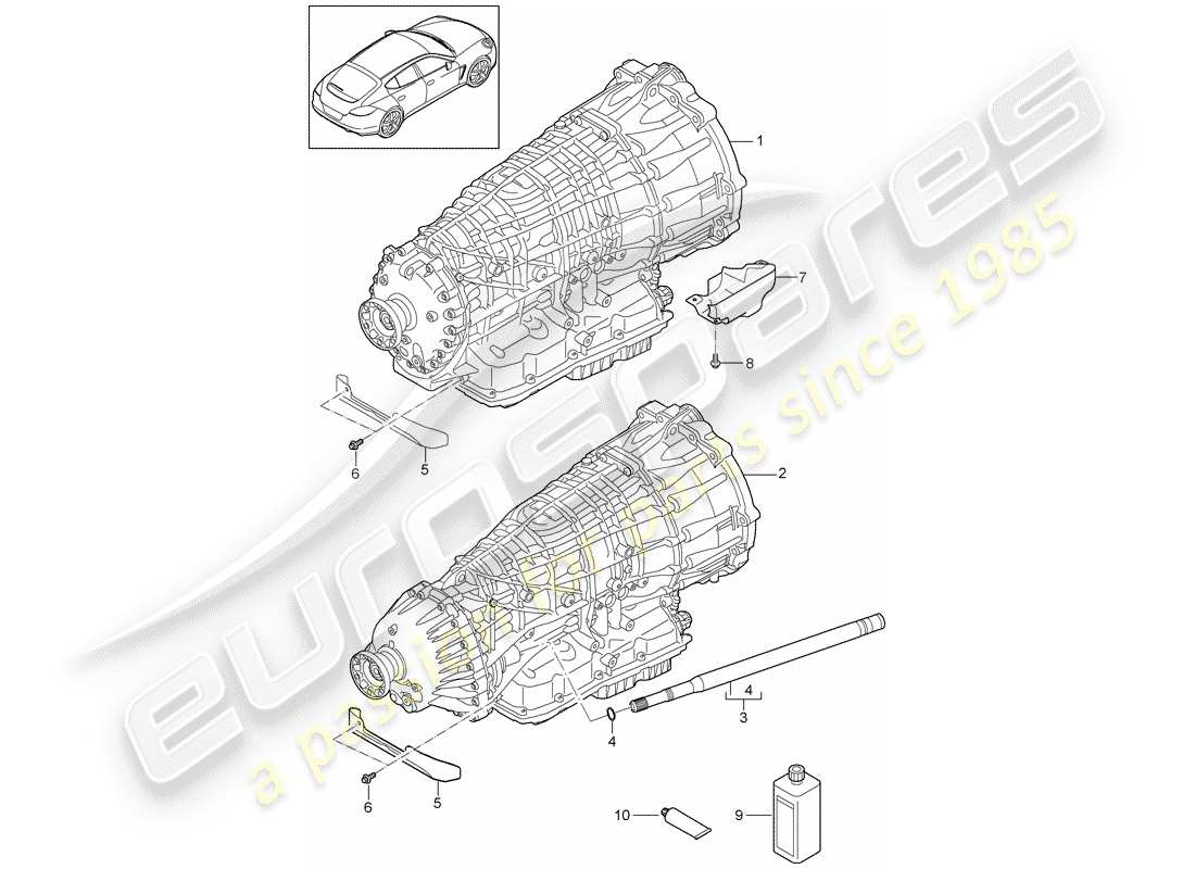 porsche 2010 (panamera 970) 7-speed boîte de vitesses à double embrayage schéma des pièces