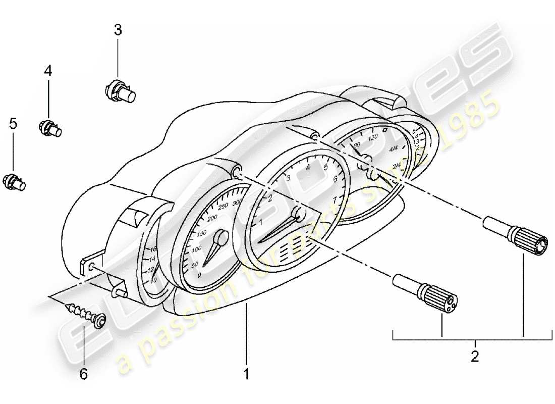 porsche 2003 (996) groupe d'instruments - complet - d - mj 2001>> schéma des pièces