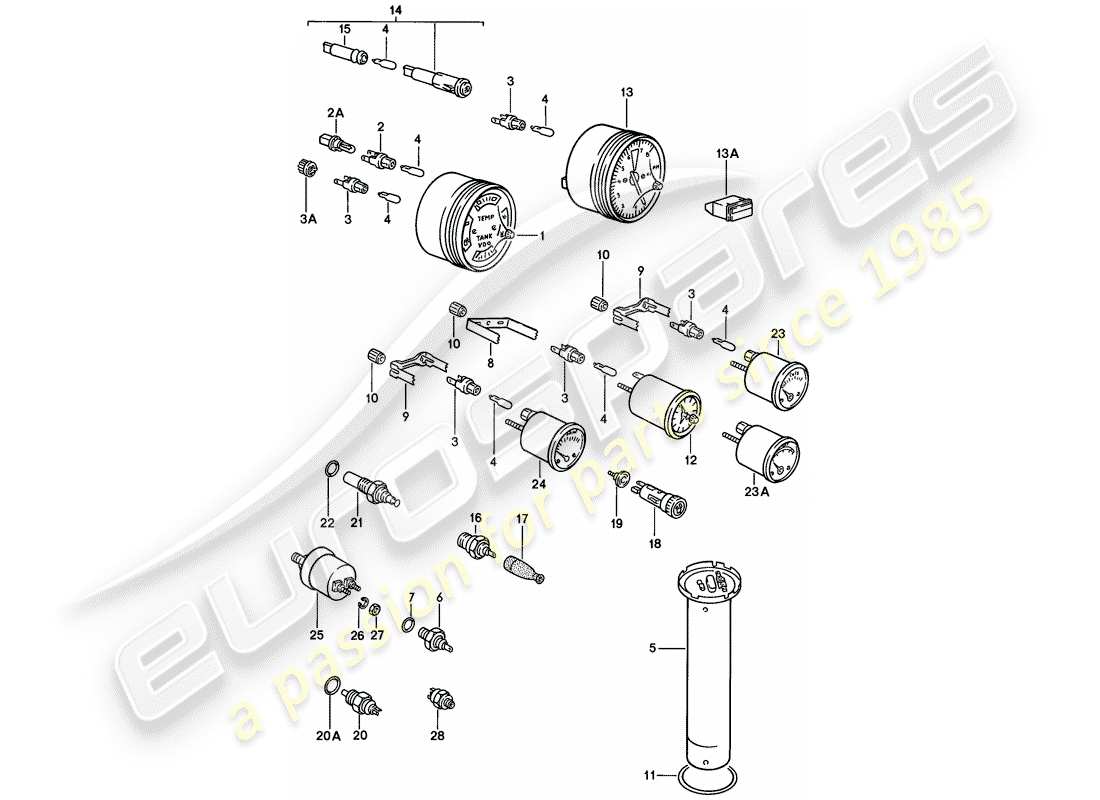 porsche 1978 (924) instruments schéma des pièces