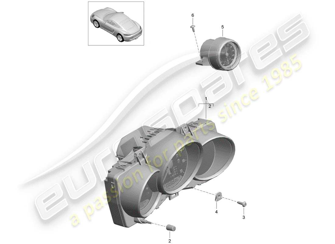 porsche 2020 (718 cayman) groupe d'instruments schéma des pièces