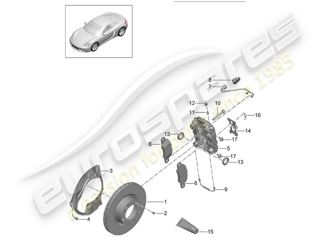 porsche 2020 (718 cayman) freins à disque schéma des pièces