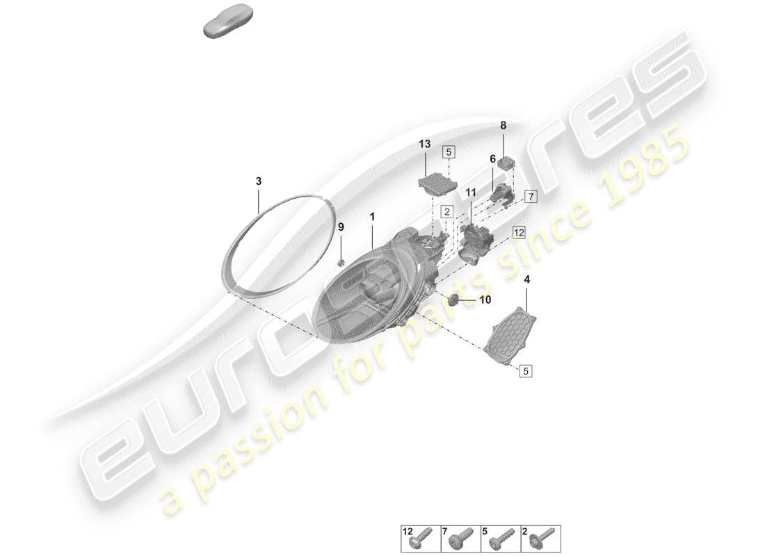 porsche 2020 (992-1) phare à led schéma des pièces