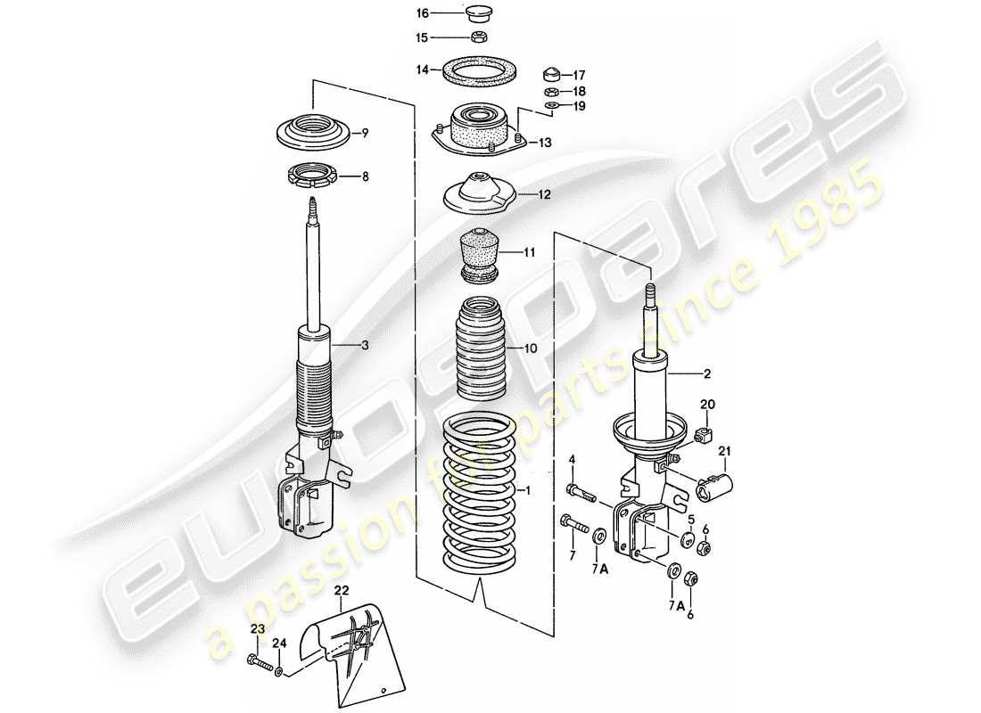 porsche 1995 (968) suspension - amortisseur schéma des pièces