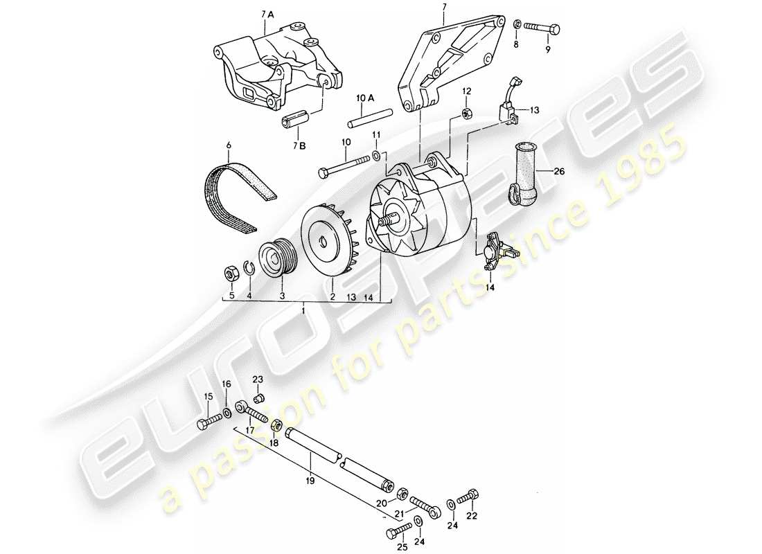 porsche 1995 (968) alternateur - avec : - attaches schéma des pièces
